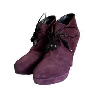 Rag & Bone Suede Purple Suede Lace Up Ankle Boots Women's Sz 7 Heels